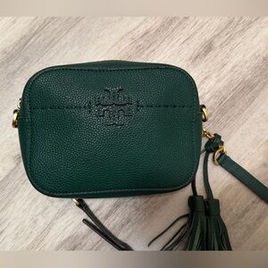 Tory Burch McGraw Leather Camera Bag Green Chain Tassel